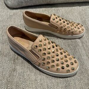 Tan and Rose Gold Studden MK tennis shoes